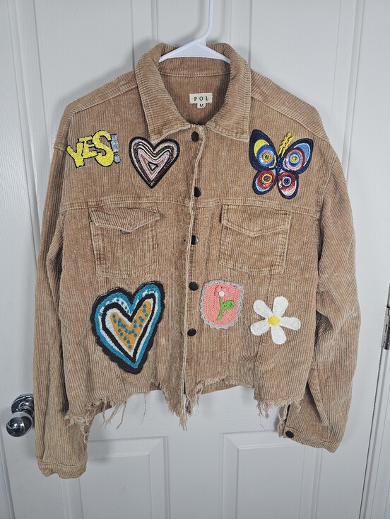 POL Jackets & Blazers - POL Corduroy Patch Sequince Crochet Jacket Size M